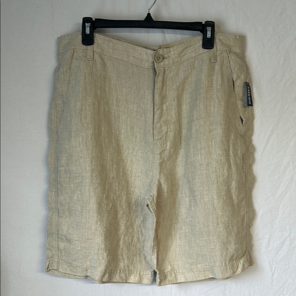 Old Navy Tan Linen Flat Front Shorts Size Large (11/12)